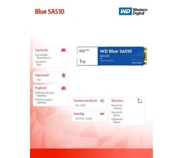 Sandisk 1TB M.2 SATA SSD Blue SA510 - 1054331 - zdjęcie 4